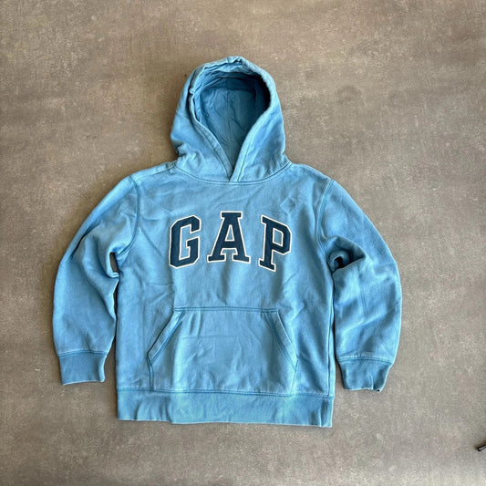 Gap Blue Arch Logo Pullover Hoodie Kids XL Fits Mens Small Vintage Collegiate Casual