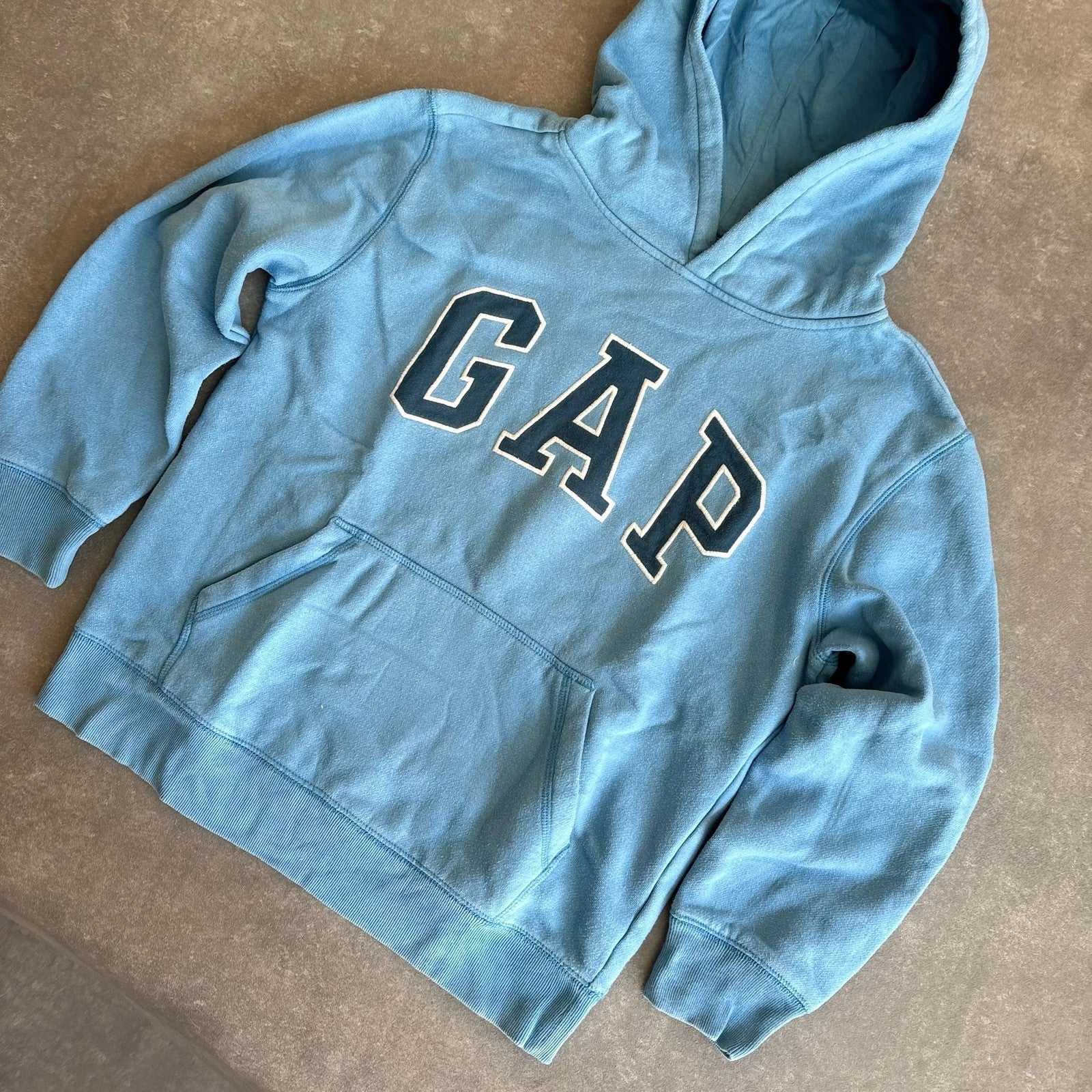 Gap Blue Arch Logo Pullover Hoodie Kids XL Fits Mens Small Vintage Collegiate Casual