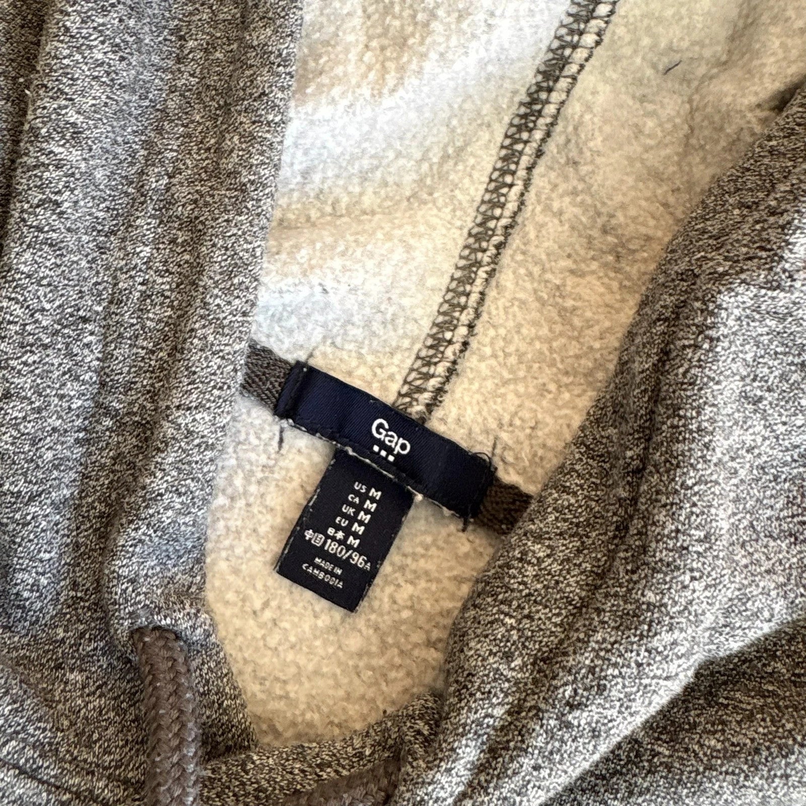 Gap Heather Grey Arch Spellout Pullover Hoodie Mens Medium Casual Collegiate Vintage