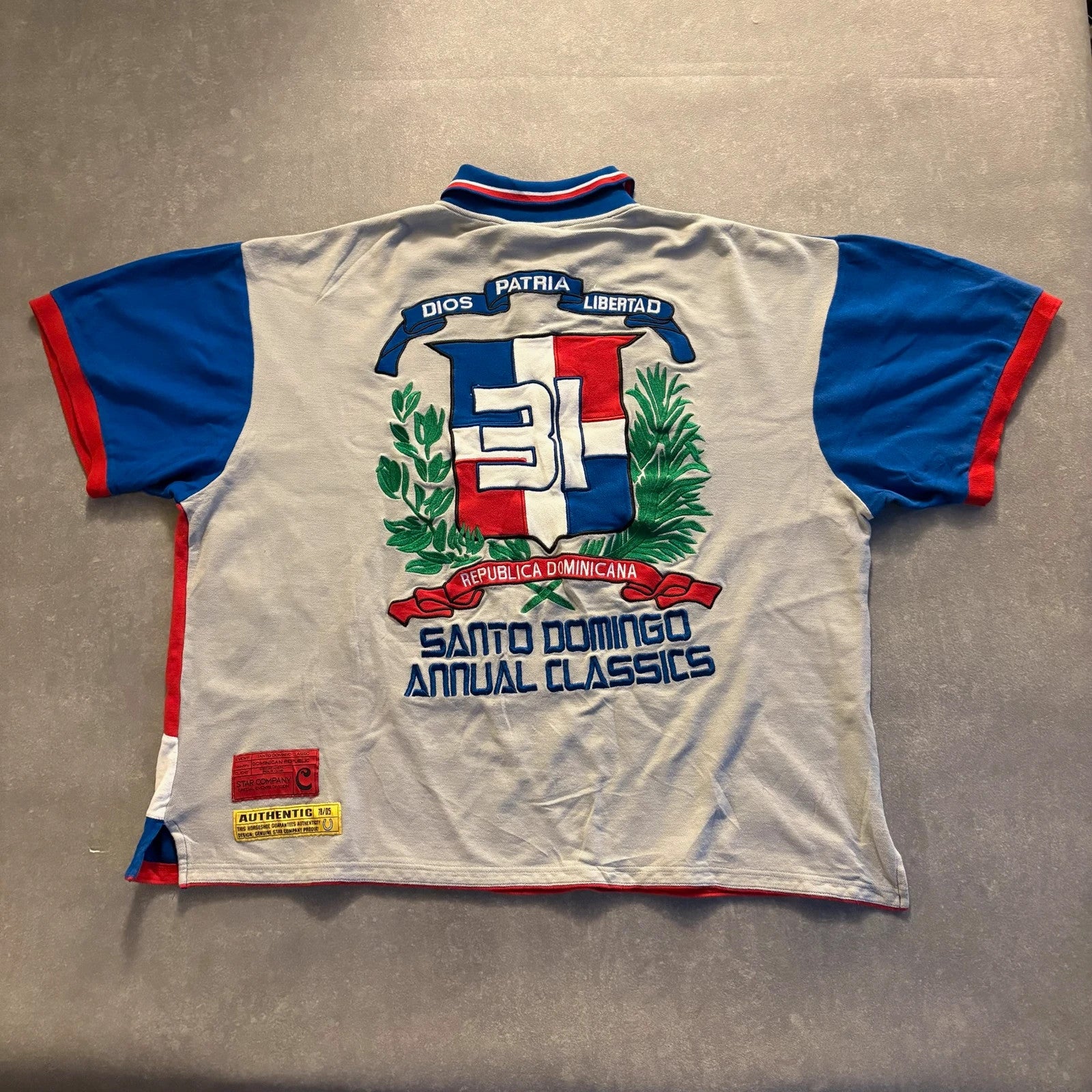 Dominican Republic 31 Santo Domingo Annual Classics Blue Red Polo Shirt Mens 3XL Vintage