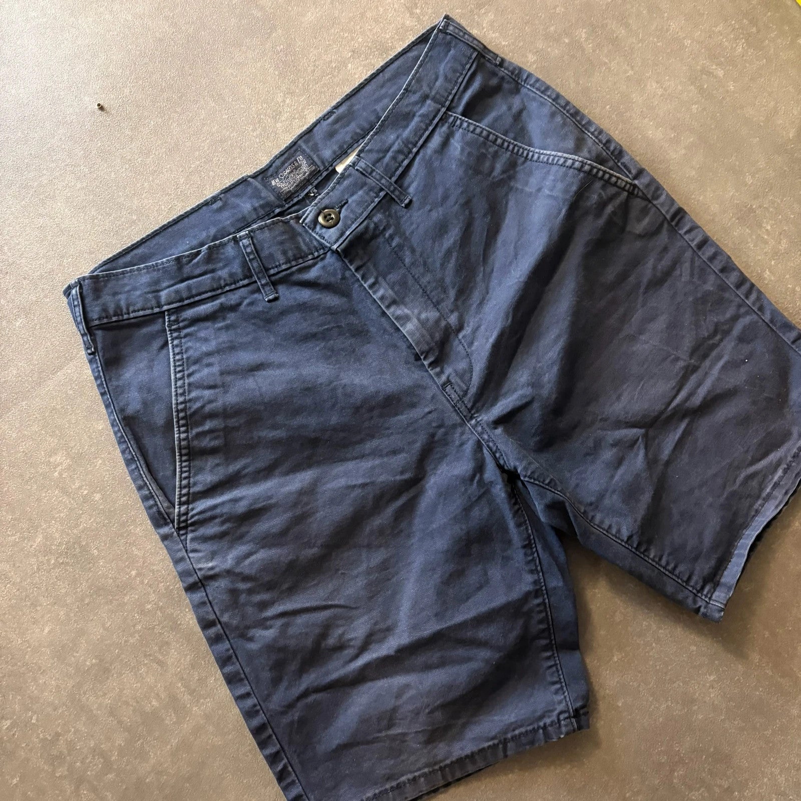 Levis Navy Chino Shorts Mens W32 Cotton Casual Streetwear Summer Vintage