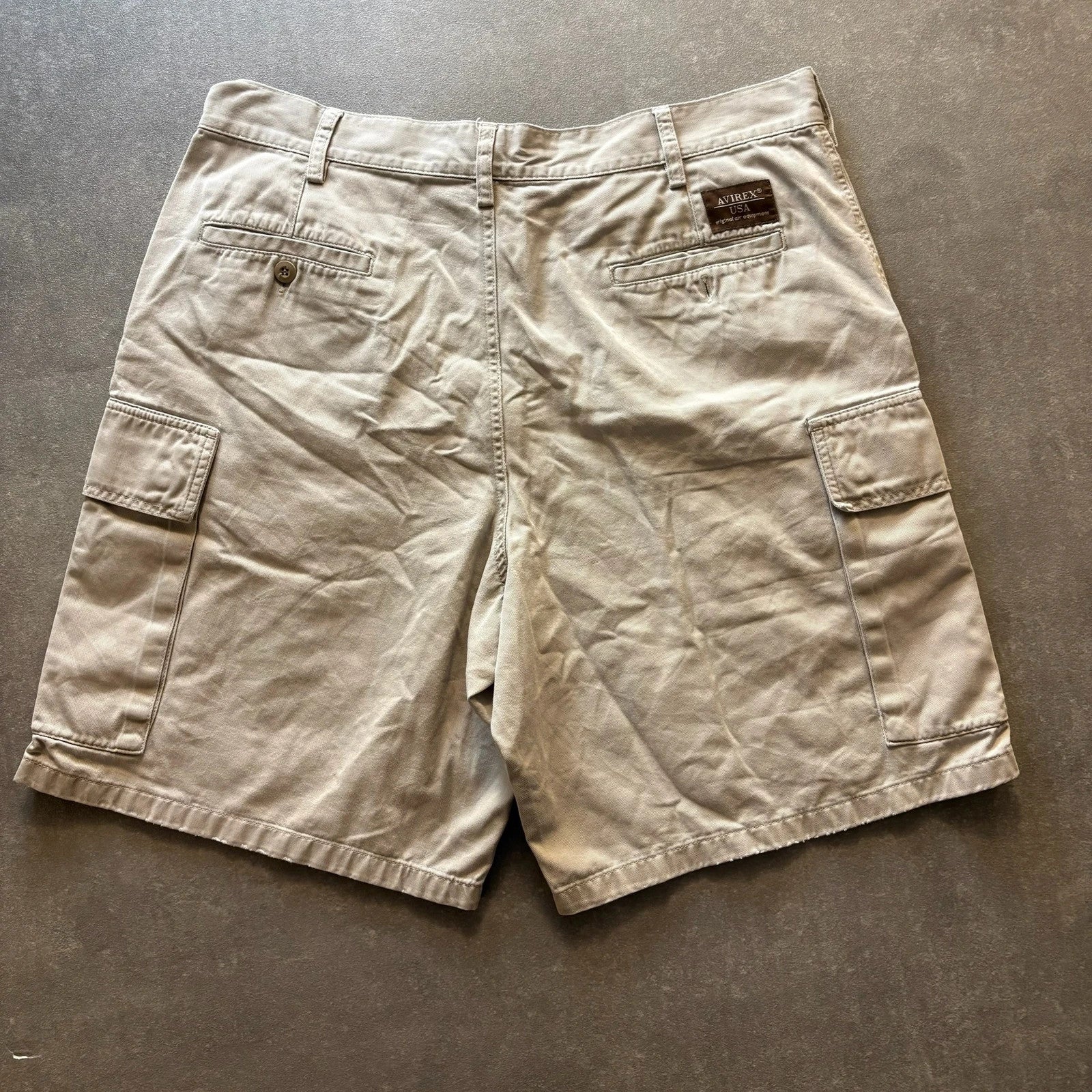 Avirex Khaki Cargo Shorts Mens L Cotton Casual Workwear Streetwear Vintage