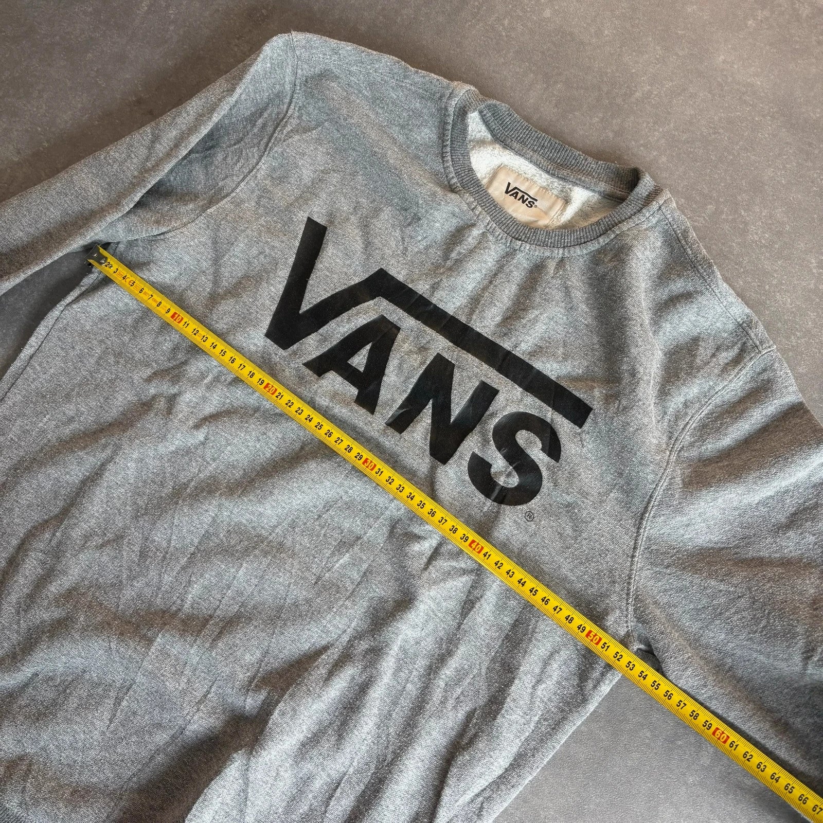 Vans Grey Black Spellout Crewneck Sweatshirt Mens Medium Skate Streetwear Vintage