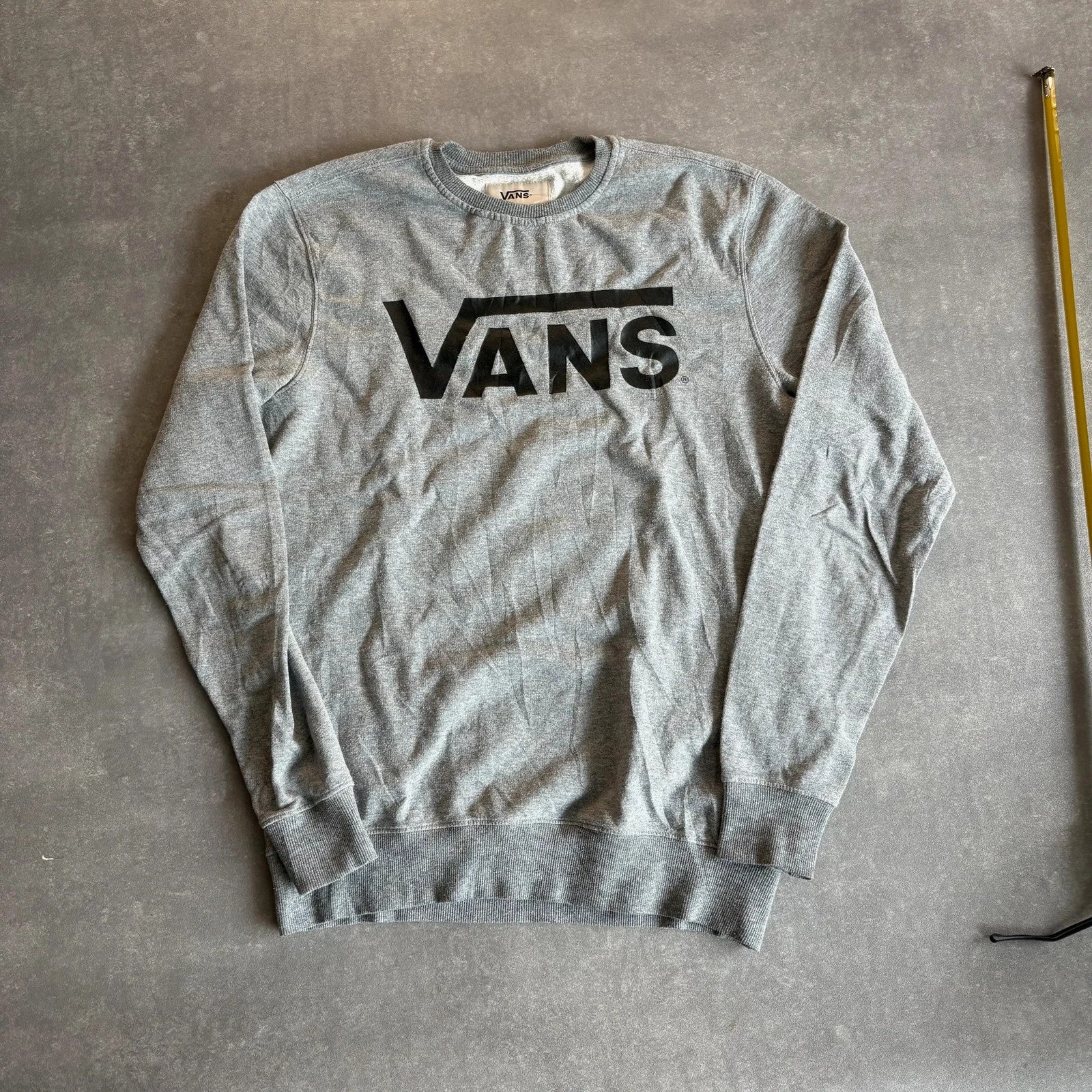 Vans Grey Black Spellout Crewneck Sweatshirt Mens Medium Skate Streetwear Vintage