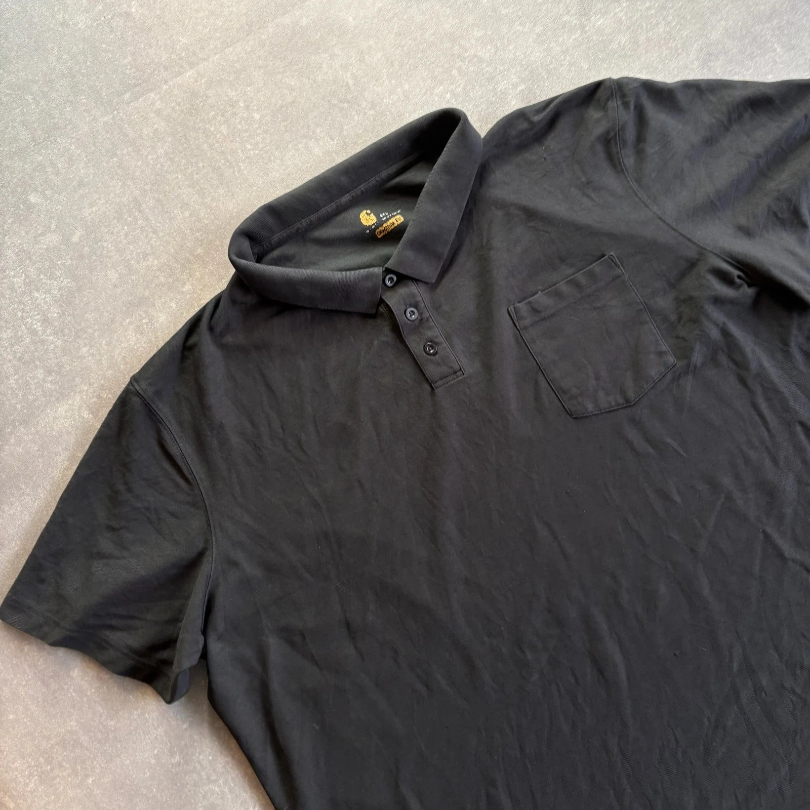 Carhartt Pocket Polo Shirt Black Original Fit Vintage Workwear Streetwear Casual Collared Cotton