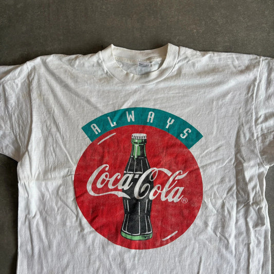 Vintage Always Coca Cola Graphic Tee White Retro Logo Streetwear Classic