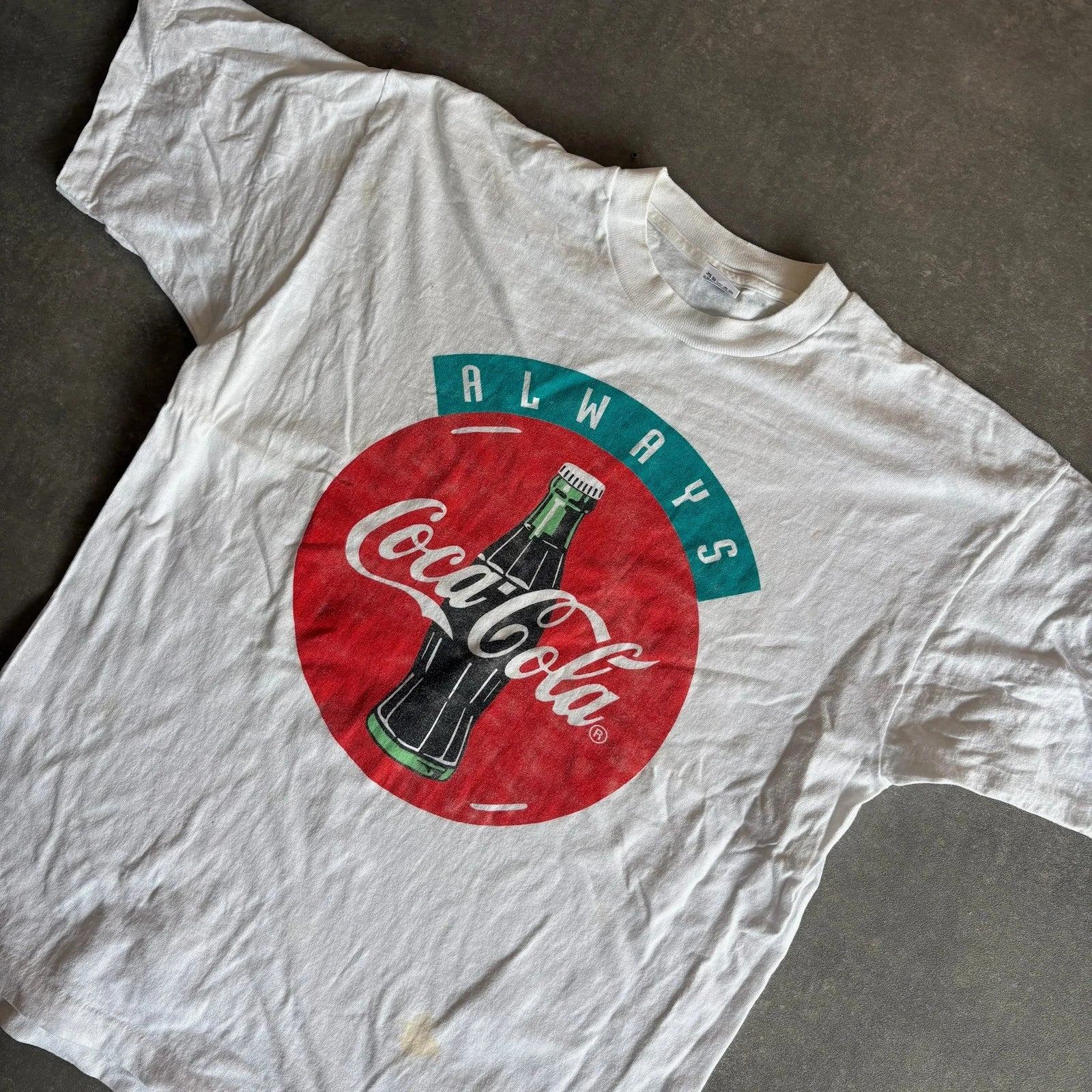 Vintage Always Coca Cola Graphic Tee White Retro Logo Streetwear Classic
