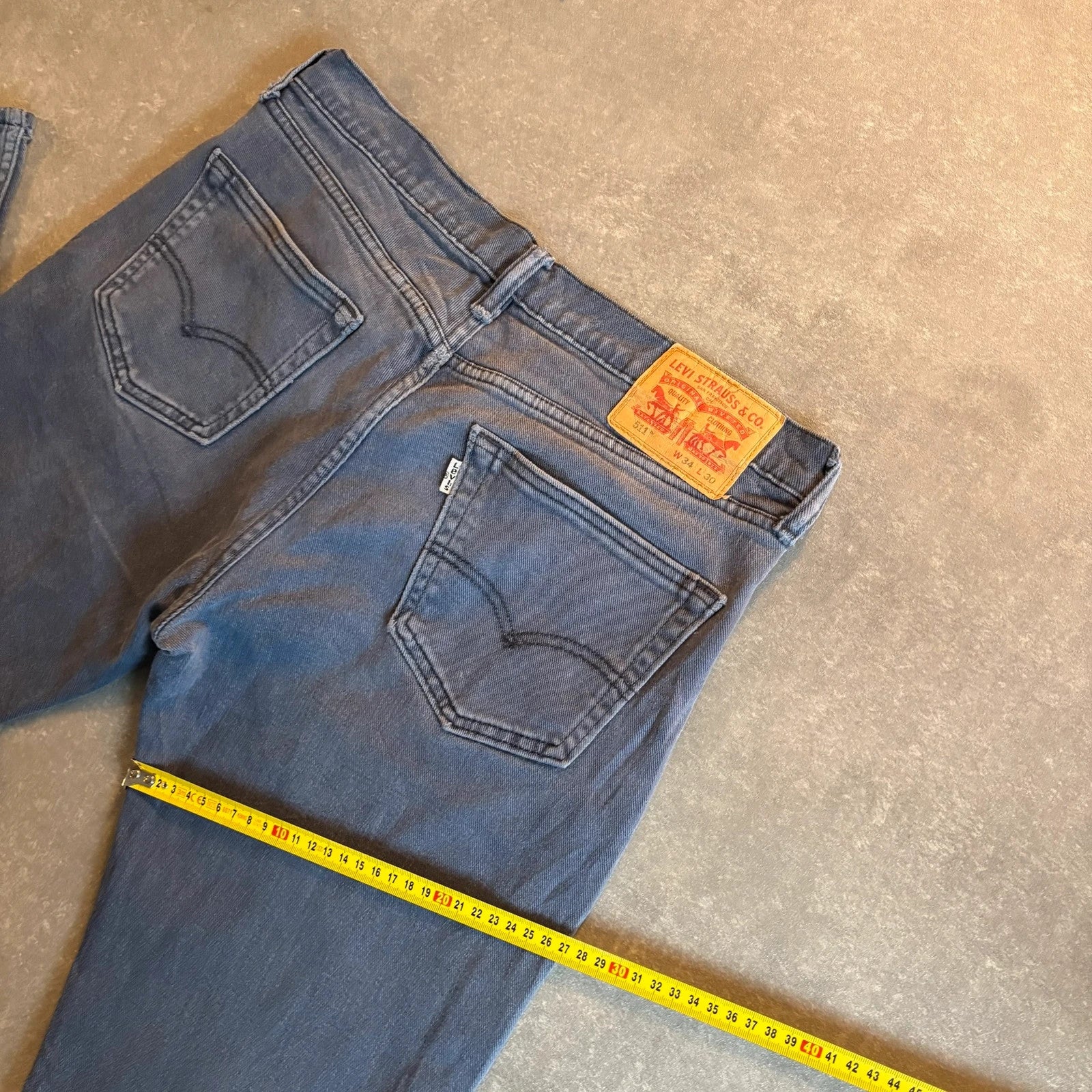 Levis 511 Slim Fit Jeans Mens W32 L30 Stone Grey Denim Vintage Red Tab Tapered Slim Straight Faded