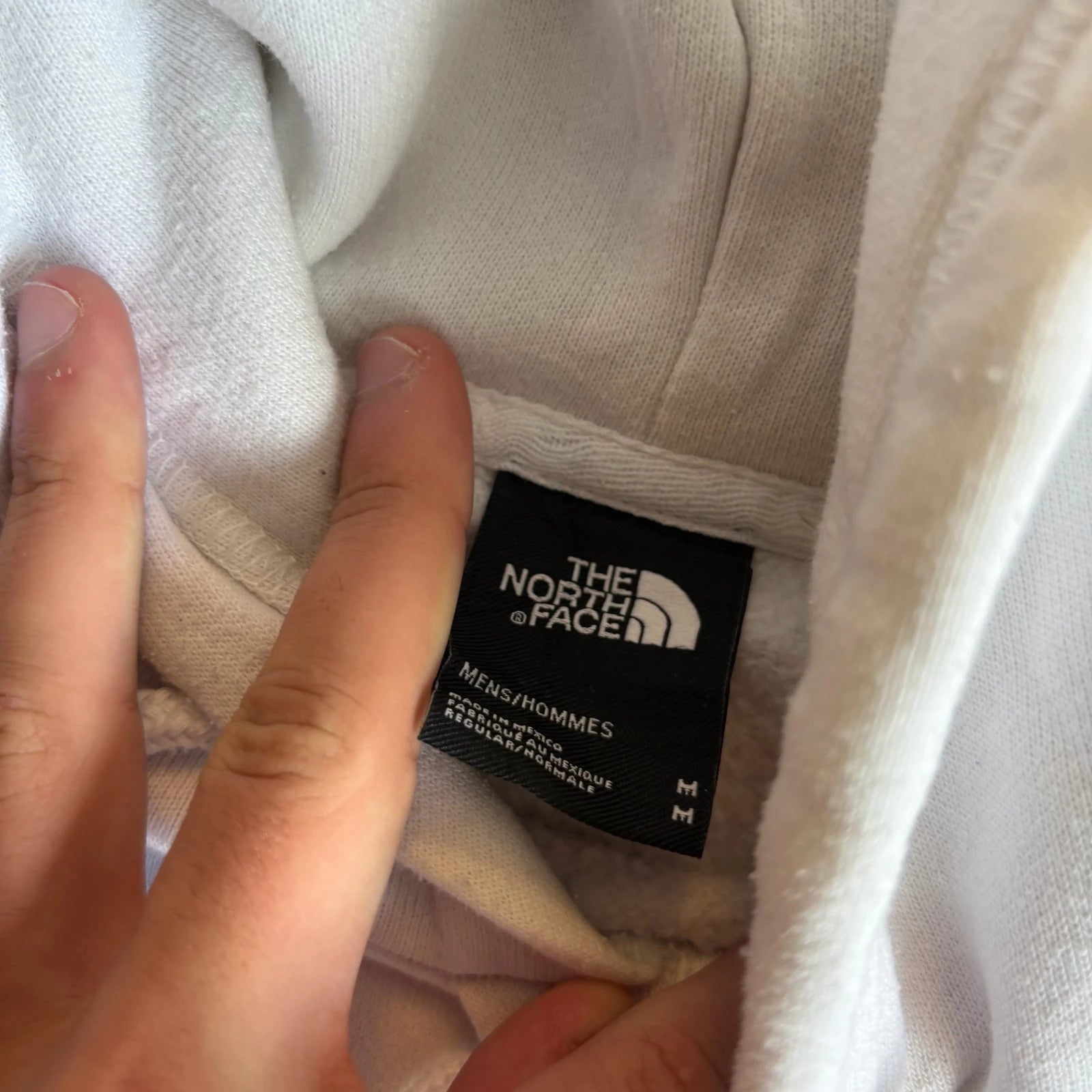 The North Face White Blue Purple Spellout Never Stop Exploring Vintage Hoodie Mens