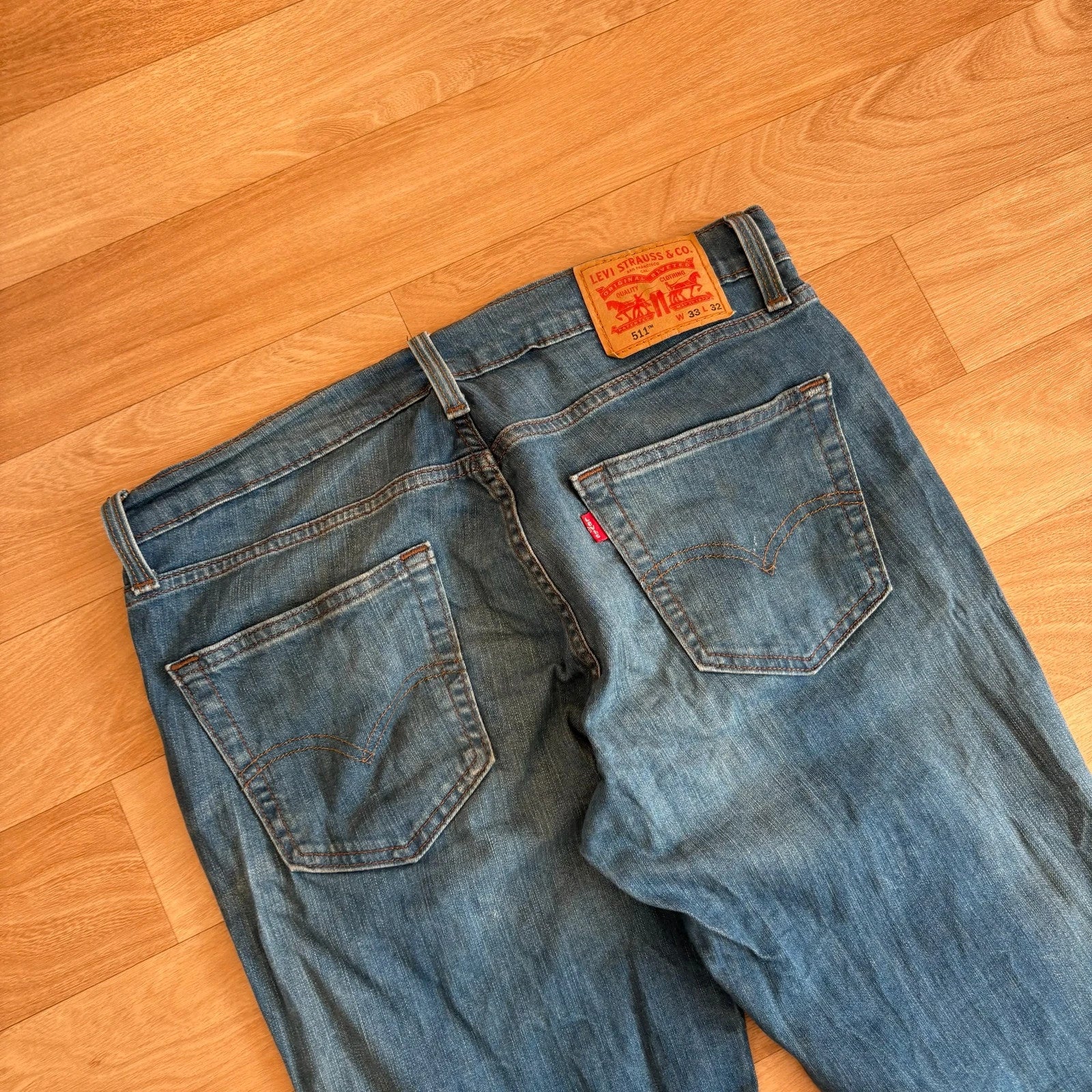 Levis 511 Mid Wash Slim Straight Leg Vintage Denim Jeans Mens
