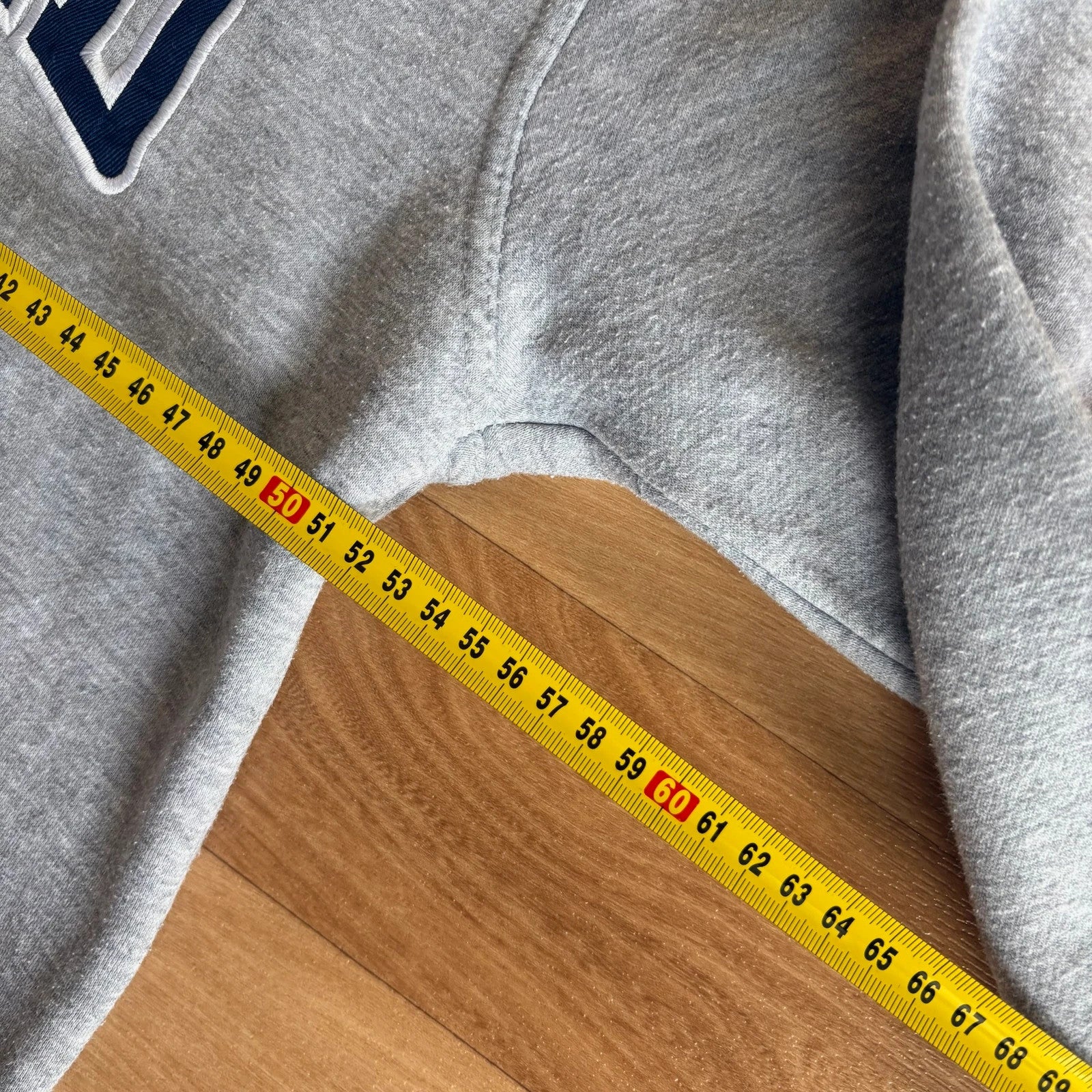 Oxford University Grey Navy Crest Embroidered Spellout Vintage Hoodie Collegiate Mens