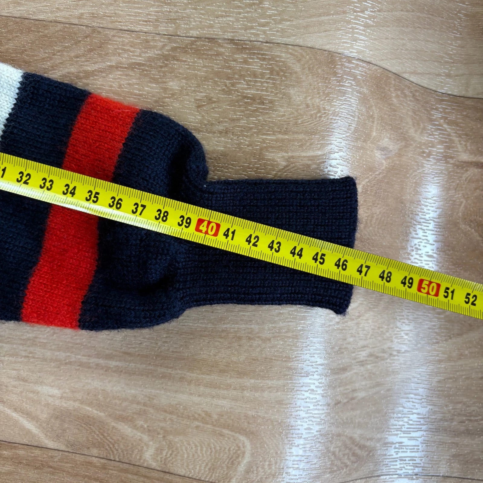 Fila Navy Red Cream Striped Knit Quarter Zip Retro Ski Sweater Mens