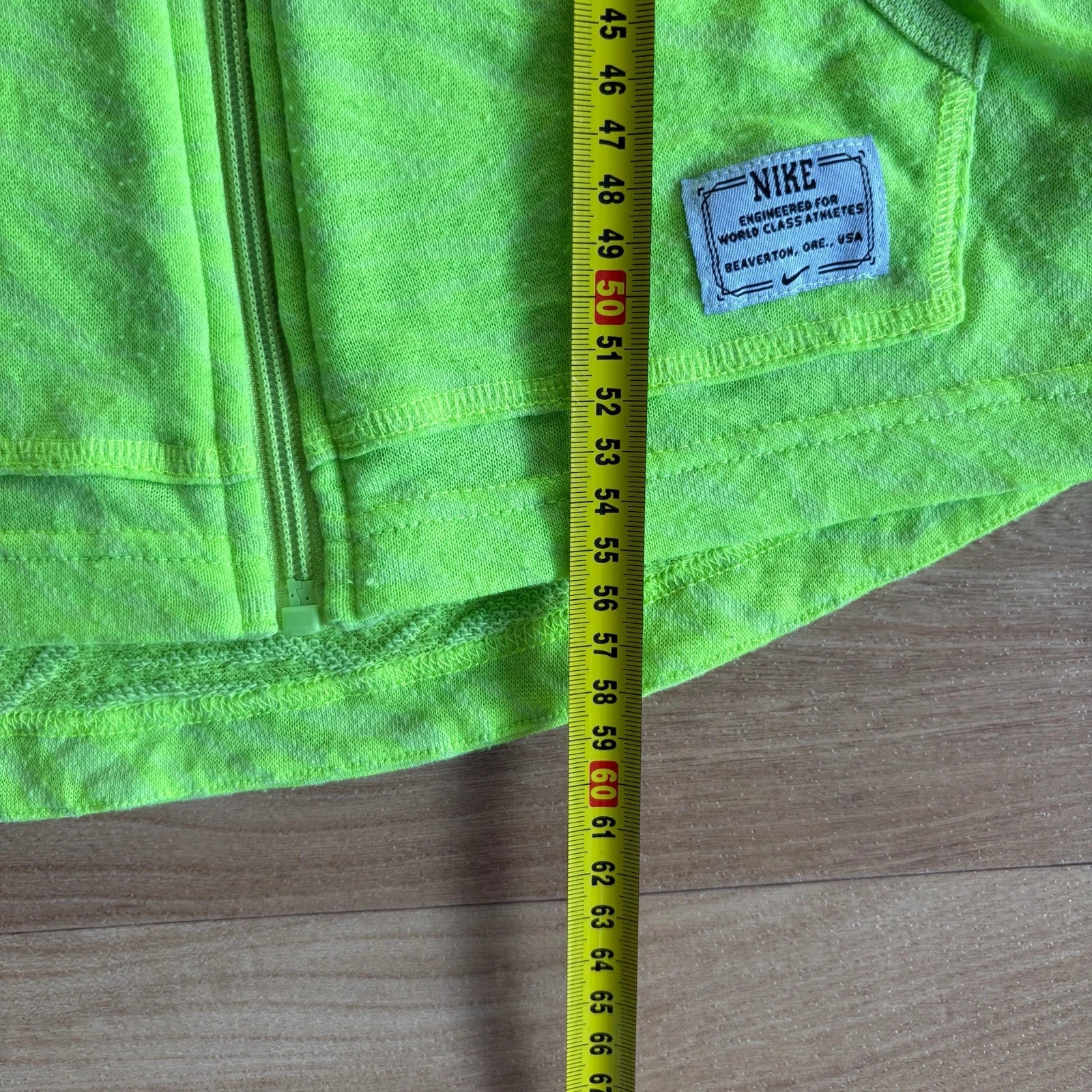 Nike Neon Green Pink Swoosh Lightweight Full Zip Vintage Gym Hoodie Womens