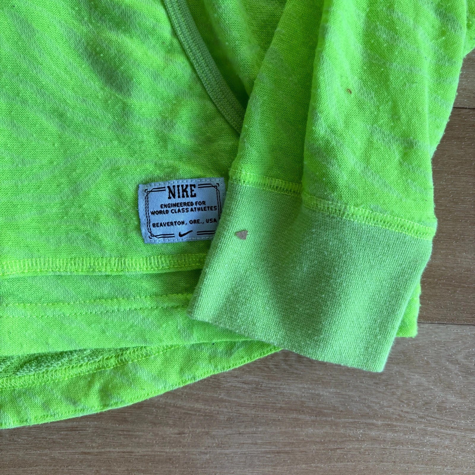 Nike Neon Green Pink Swoosh Lightweight Full Zip Vintage Gym Hoodie Womens