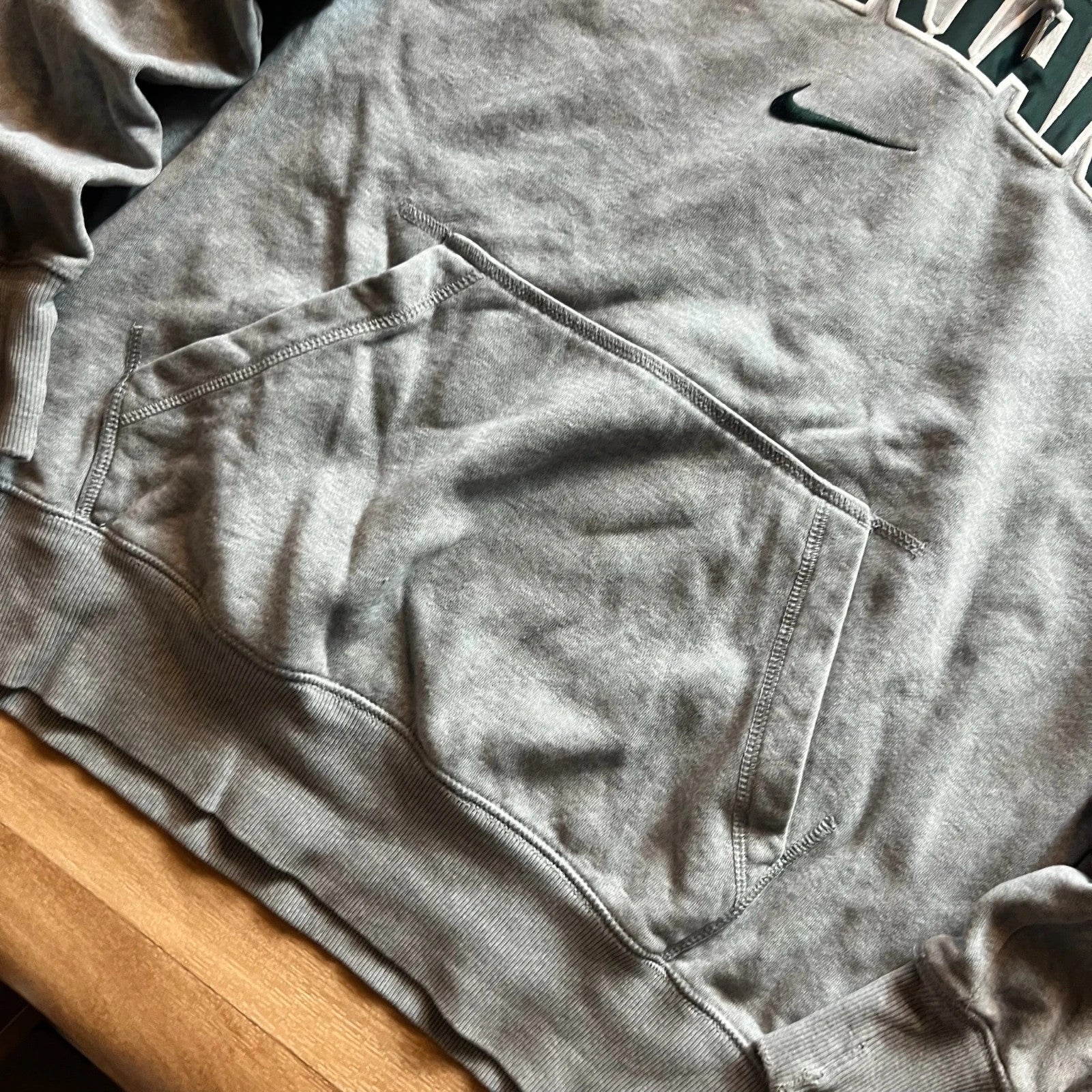 Nike Michigan State Spartans Grey Embroidered Collegiate Vintage Hoodie Mens