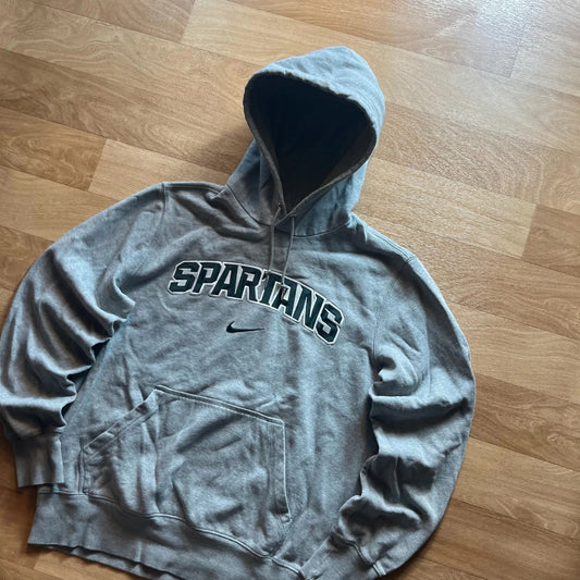 Nike Michigan State Spartans Grey Embroidered Collegiate Vintage Hoodie Mens