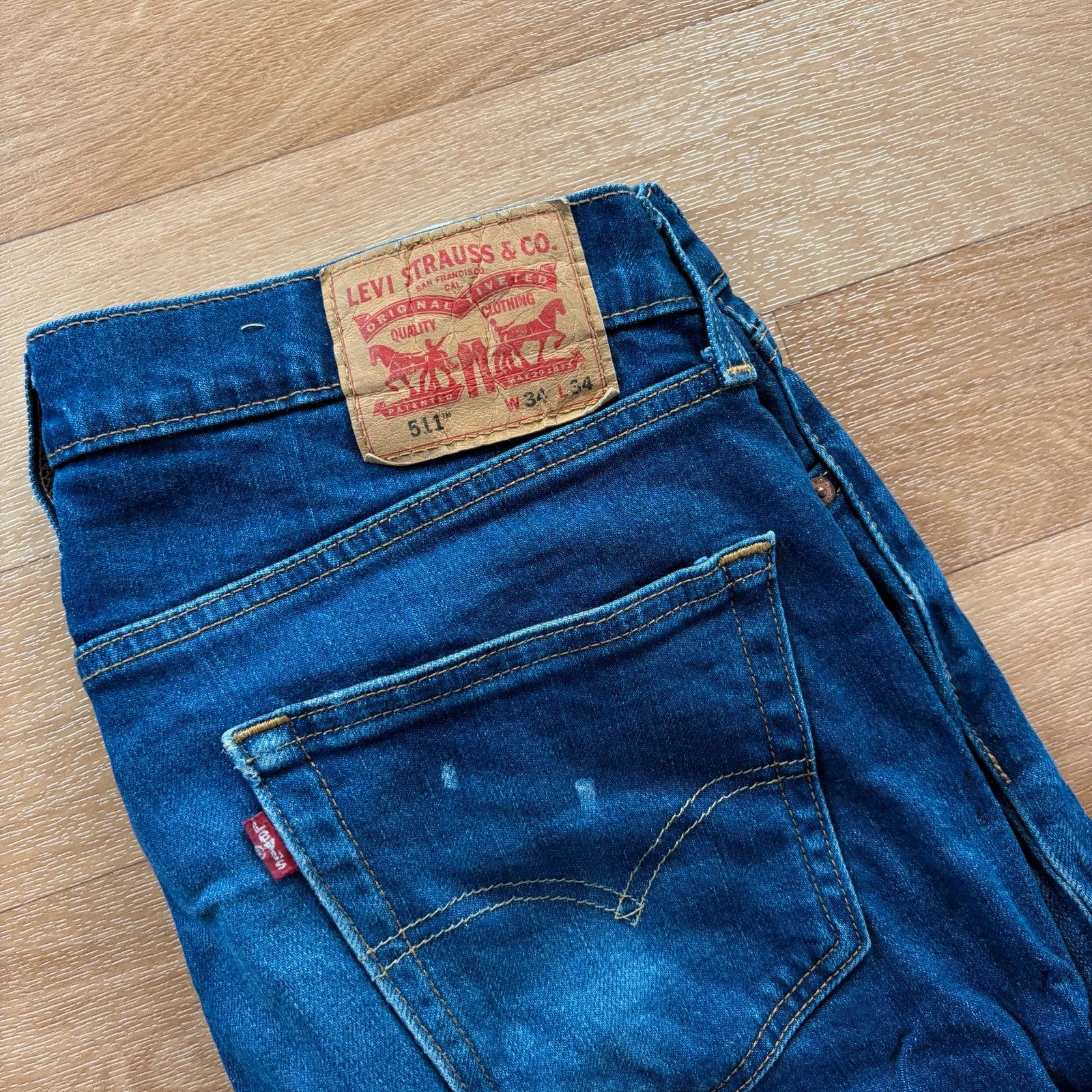 Levis 511 Blue Slim Fit Straight Leg Vintage Denim Jeans Workwear Mens