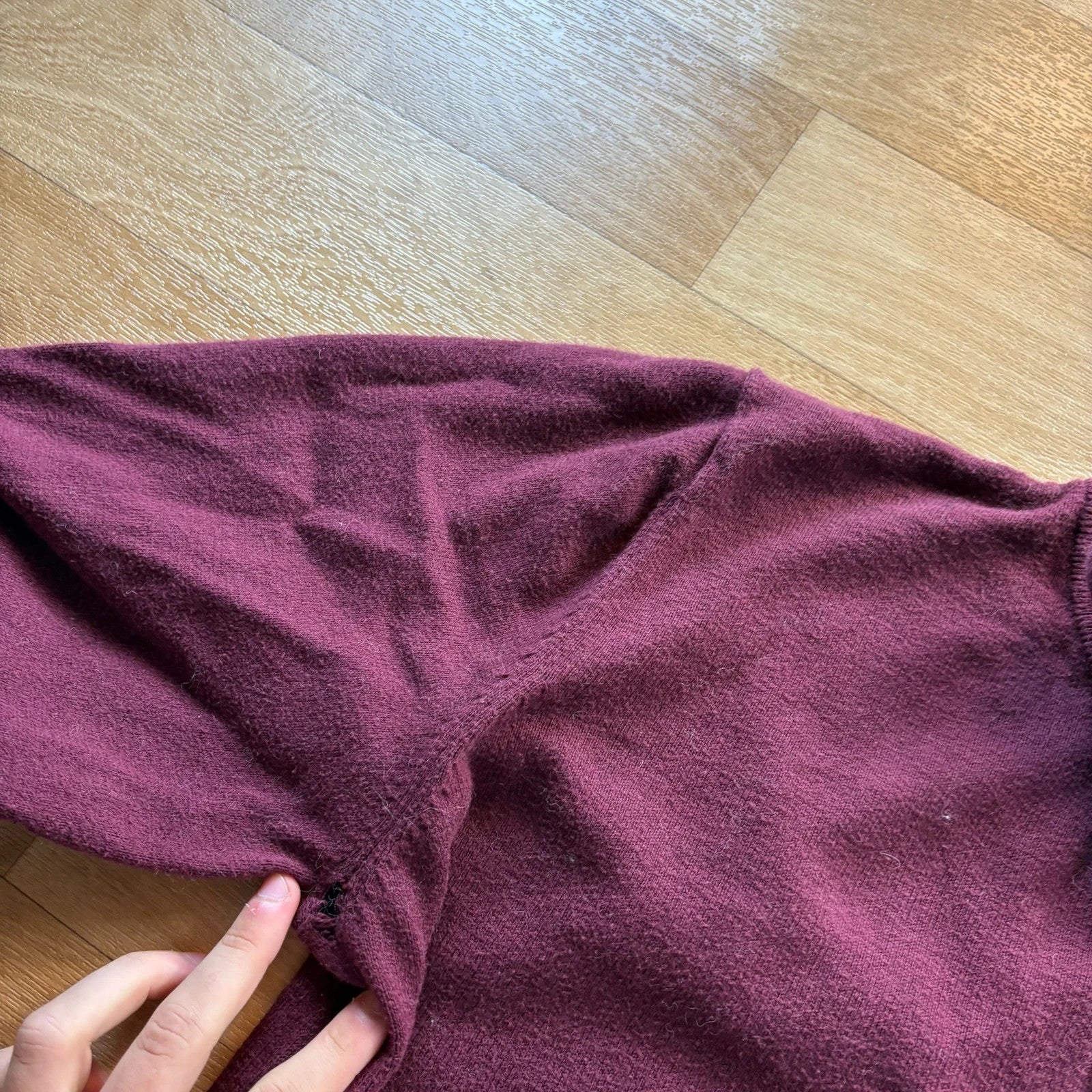 LL Bean Burgundy Quarter Zip Cashmere Blend Vintage Preppy Knit Sweater Mens