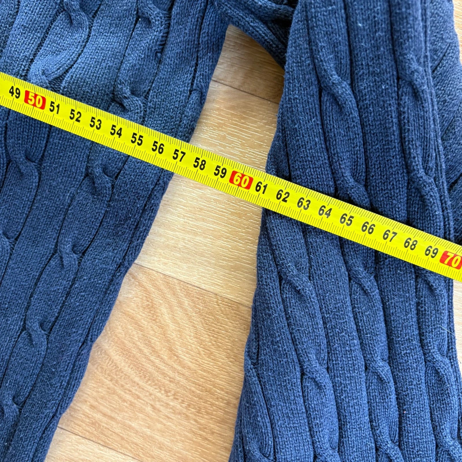 Tommy Hilfiger Navy Cable Knit Crew Neck Vintage Preppy Cotton Sweater Mens