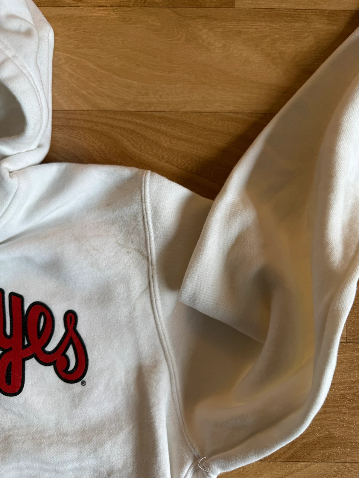 Nike White Buckeyes Script Vintage Collegiate Streetwear Pullover Hoodie Mens