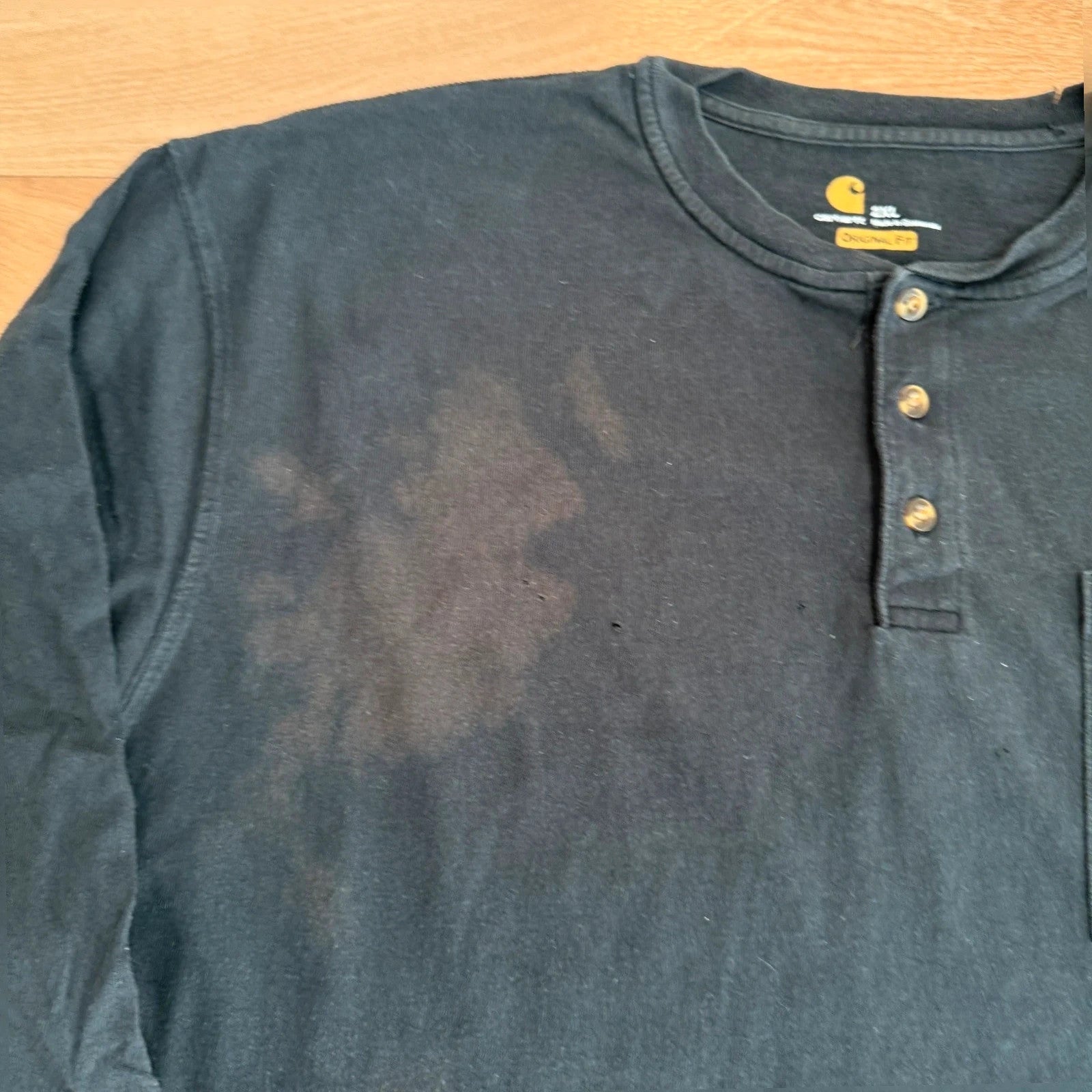 Carhartt Henley Pocket T-Shirt black Workwear Short Sleeve Cotton Button Tee