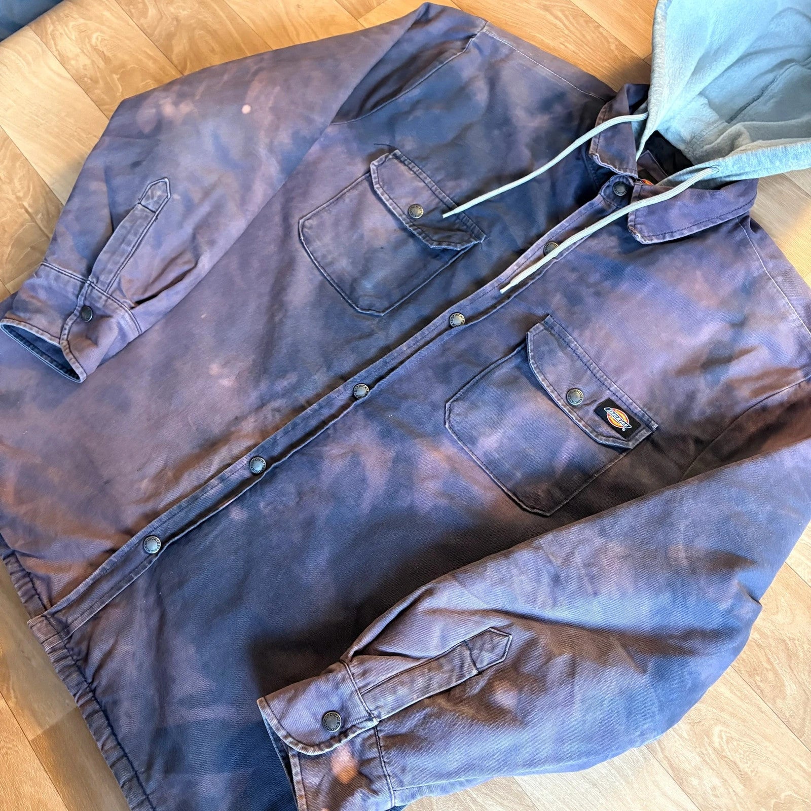 Dickies Purple Patina Hooded Shirt Jacket Rare Vintage Washed Workwear Shacket Mens