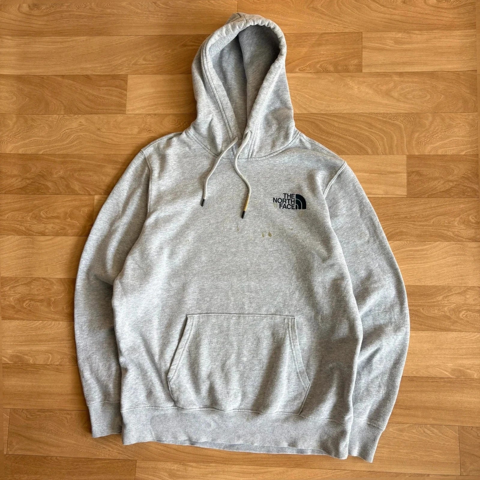 The North Face Grey Marl Logo embroidered Vintage Hoodie Outdoor Streetwear Mens