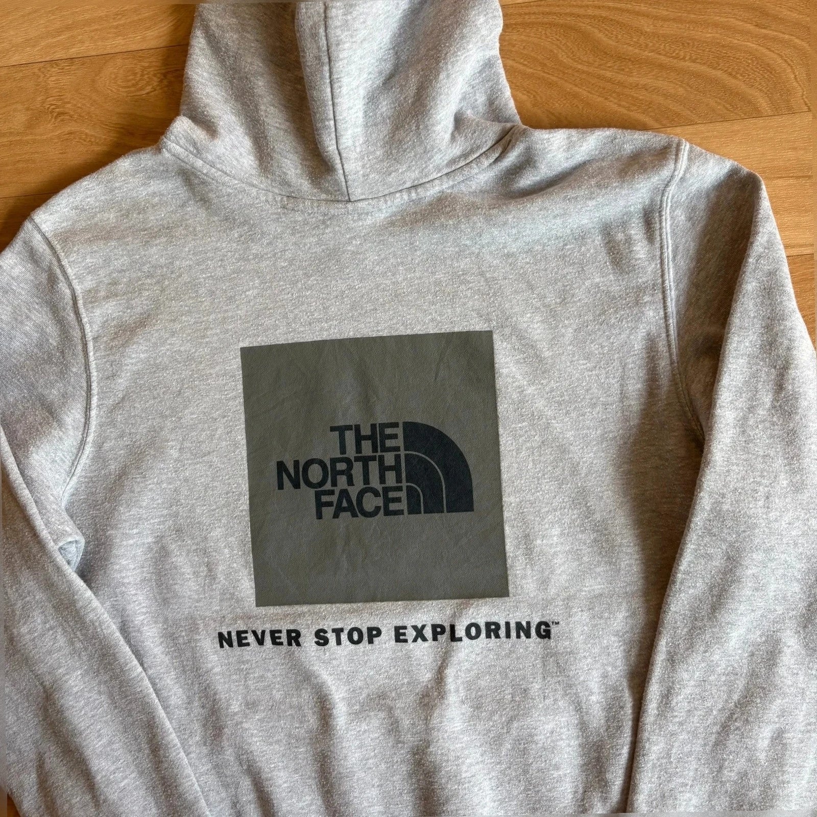 The North Face Grey Marl Logo embroidered Vintage Hoodie Outdoor Streetwear Mens