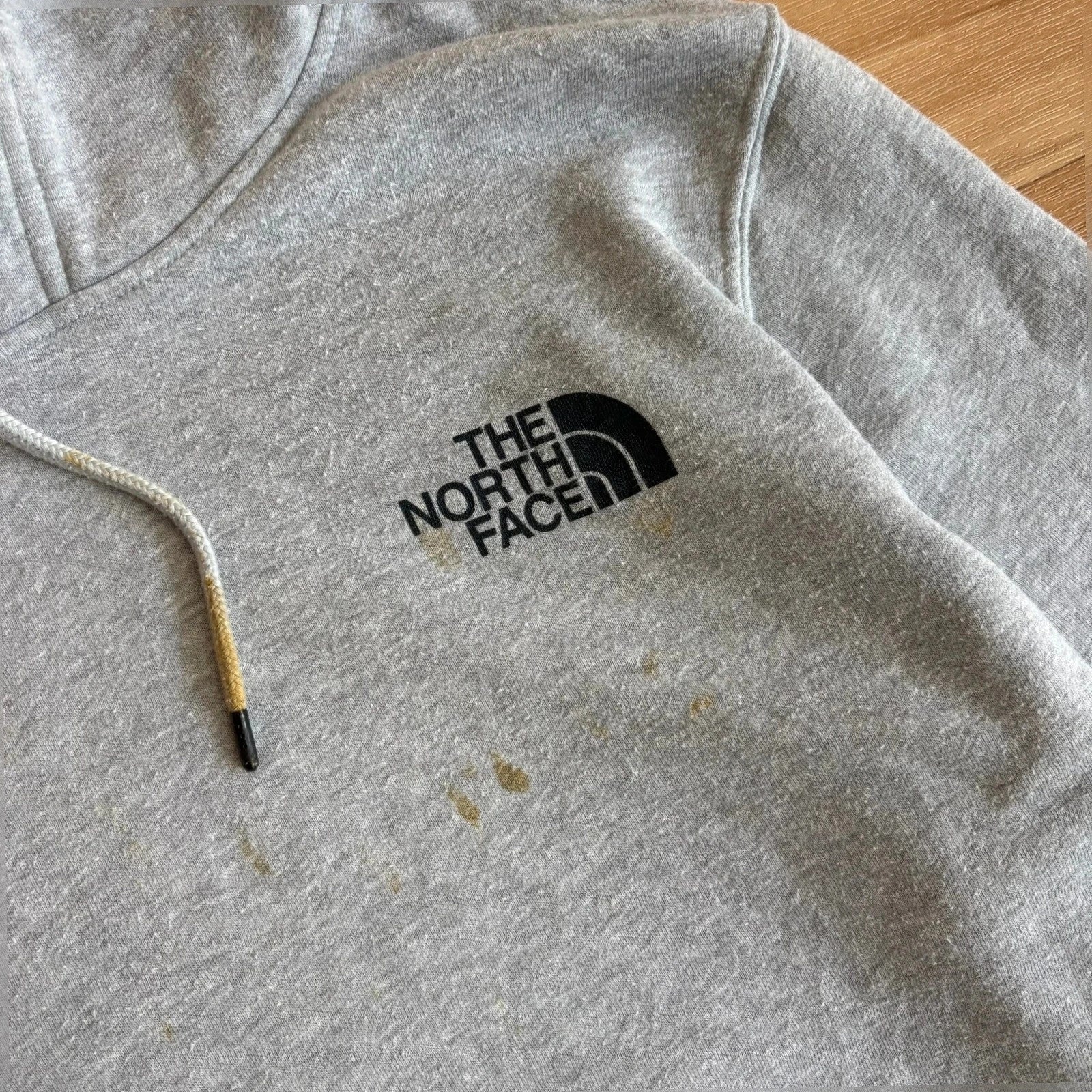 The North Face Grey Marl Logo embroidered Vintage Hoodie Outdoor Streetwear Mens