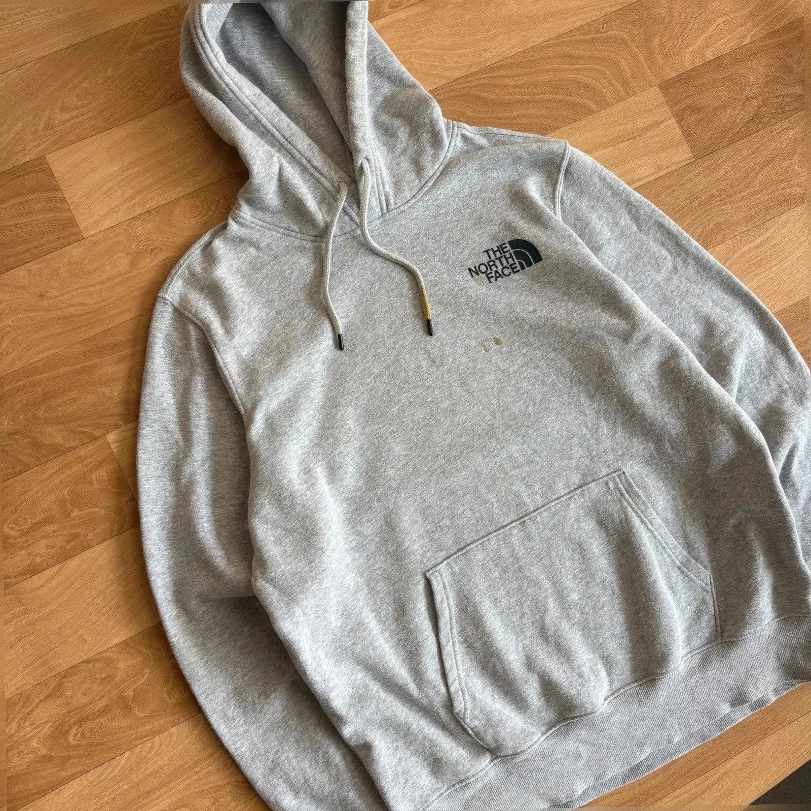 The North Face Grey Marl Logo embroidered Vintage Hoodie Outdoor Streetwear Mens