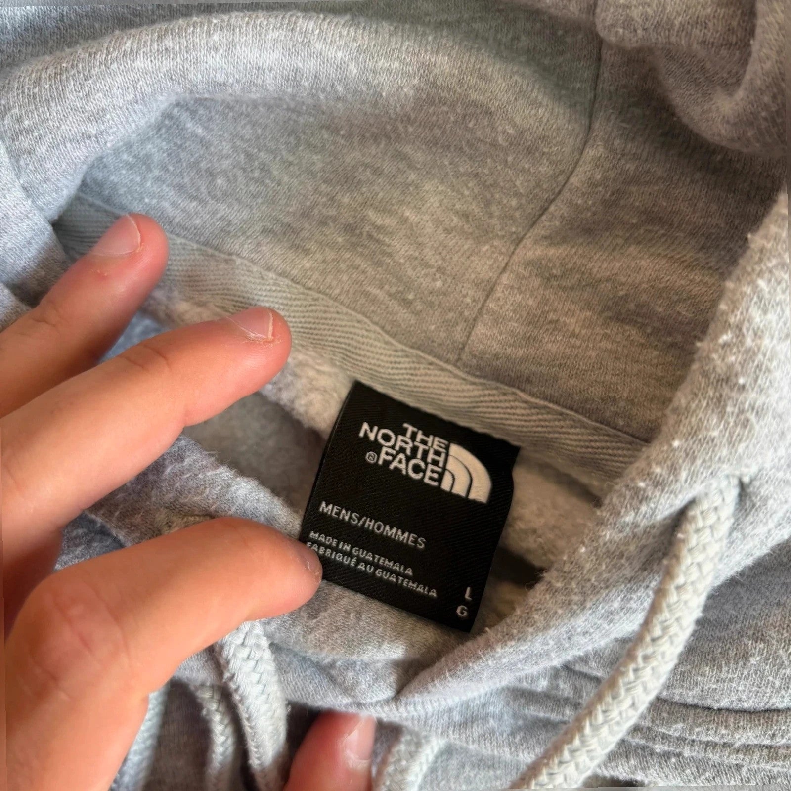 The North Face Grey Marl Logo embroidered Vintage Hoodie Outdoor Streetwear Mens