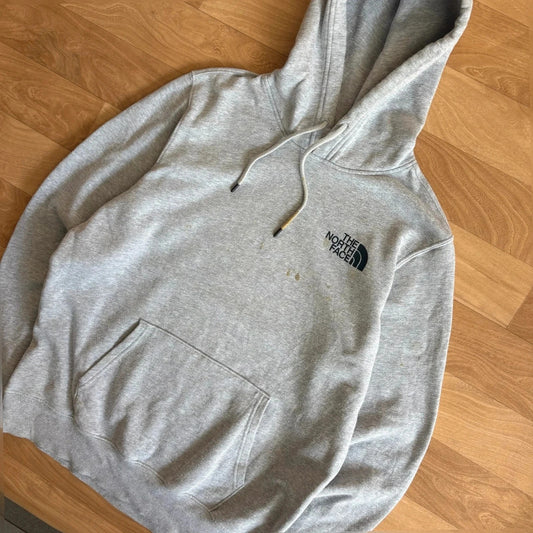 The North Face Grey Marl Logo embroidered Vintage Hoodie Outdoor Streetwear Mens