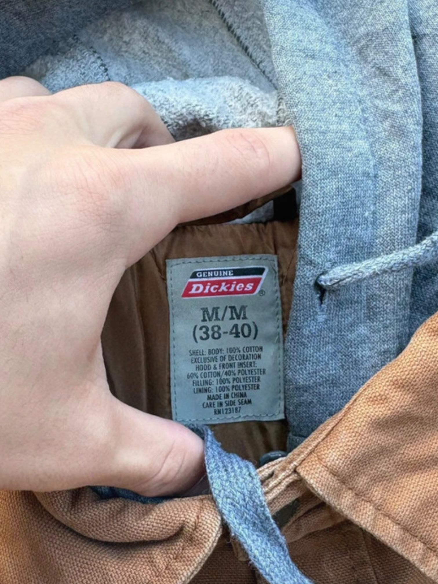 Dickies Heavyweight Duck Canvas Hooded Shirt Jacket in Brown, Snap Front, M