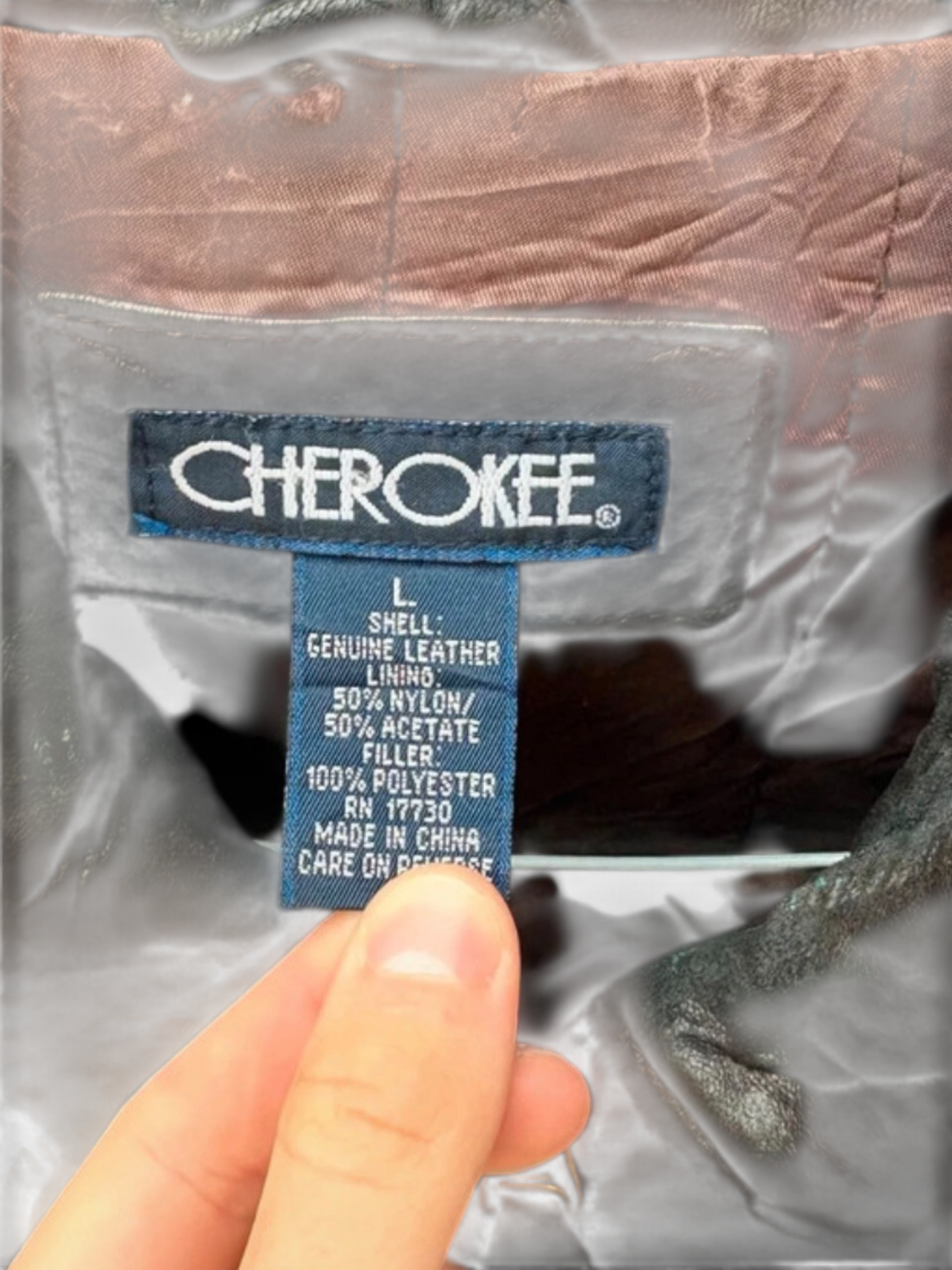 Vintage Cherokee Genuine Leather Bomber Jacket in Chestnut Brown, XL